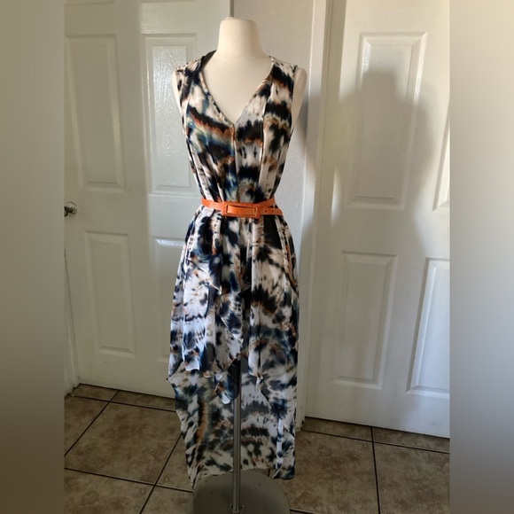 BCBG MaxAzria Tara Cascade Ruffle High/Low Dress Black Size S - Picture 1 of 8